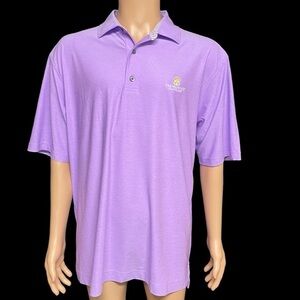FootJoy Mens Heather Lavender XL Solid Lisle Self Collar Golf Polo Club Logo EUC